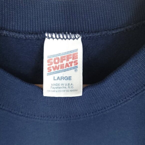 Vtg Army Sweatshirt Men's Large Navy Blue Soffe Sweats Distressed USA - Picture 5 of 14